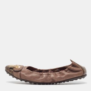 Louis Vuitton Brown Glitter Nubuck and Monogram Canvas Lucky Ballet Flats Size 38.5, Flats - Luxury Closet catalog