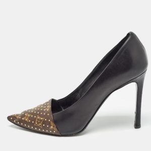 Louis Vuitton Brown/Black Studded Monogram Canvas and Leather Pointed Toe Pumps Size 39, Pumps - Luxury Closet catalog