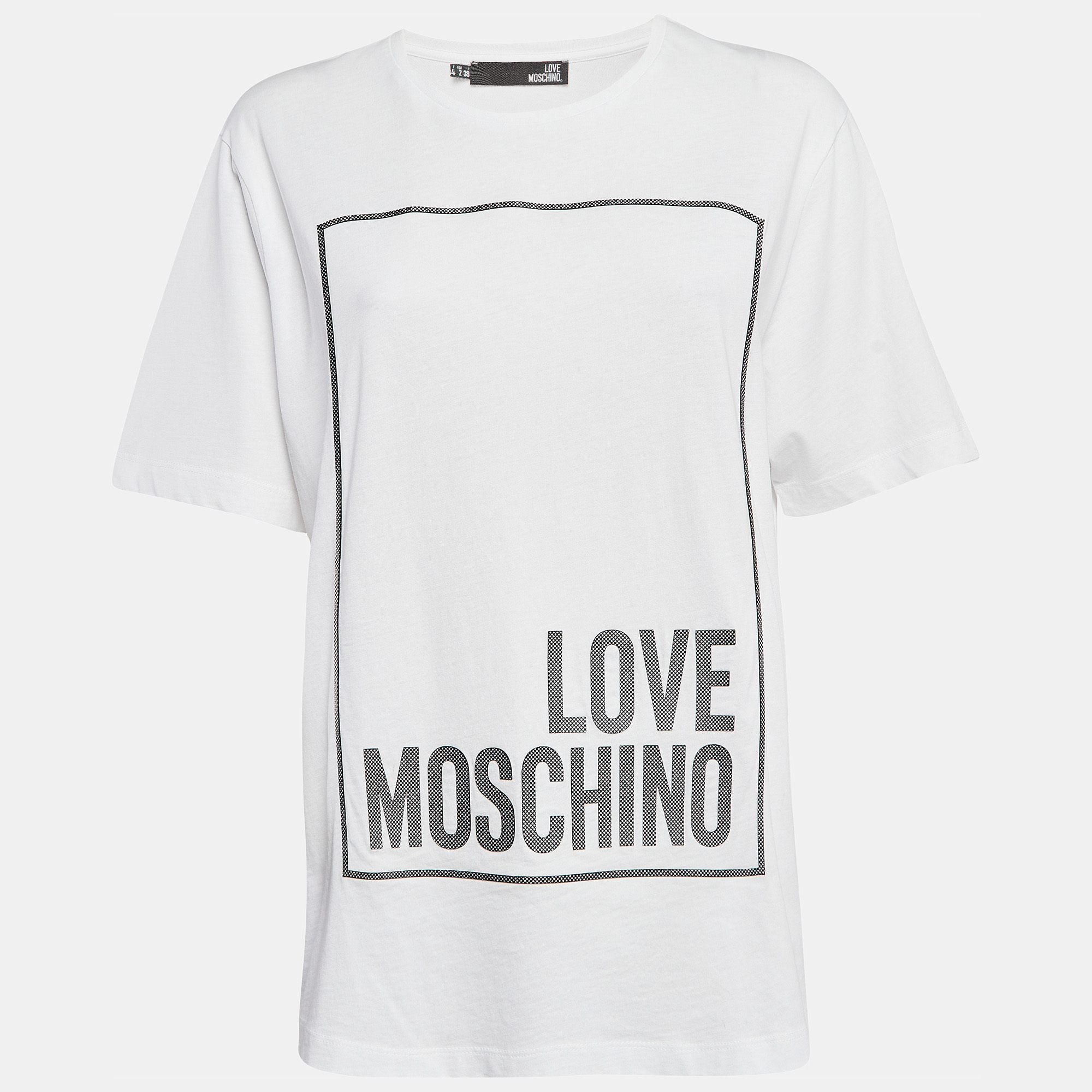 Love Moschino White Metallic Print Jersey T-Shirt S, Shirts & Tops - Luxury Closet catalog