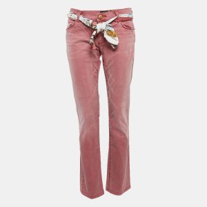 Love Moschino Burgundy Washed Denim Belted Jeans M Waist 34", Jeans - Luxury Closet catalog