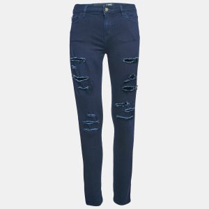Love Moschino Navy Blue Ripped Denim Skinny Jeans M Waist 29", Jeans - Luxury Closet catalog