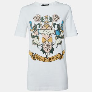 Love Moschino White Printed Cotton Crew Neck T-Shirt S, Shirts & Tops - Luxury Closet catalog