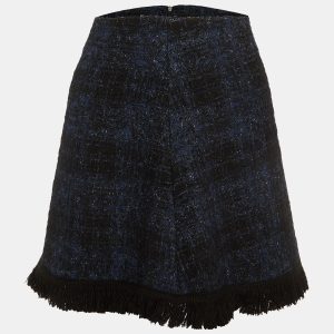 Love Moschino Navy Blue Tweed Fringed Mini Skirt M, Skirts - Luxury Closet catalog
