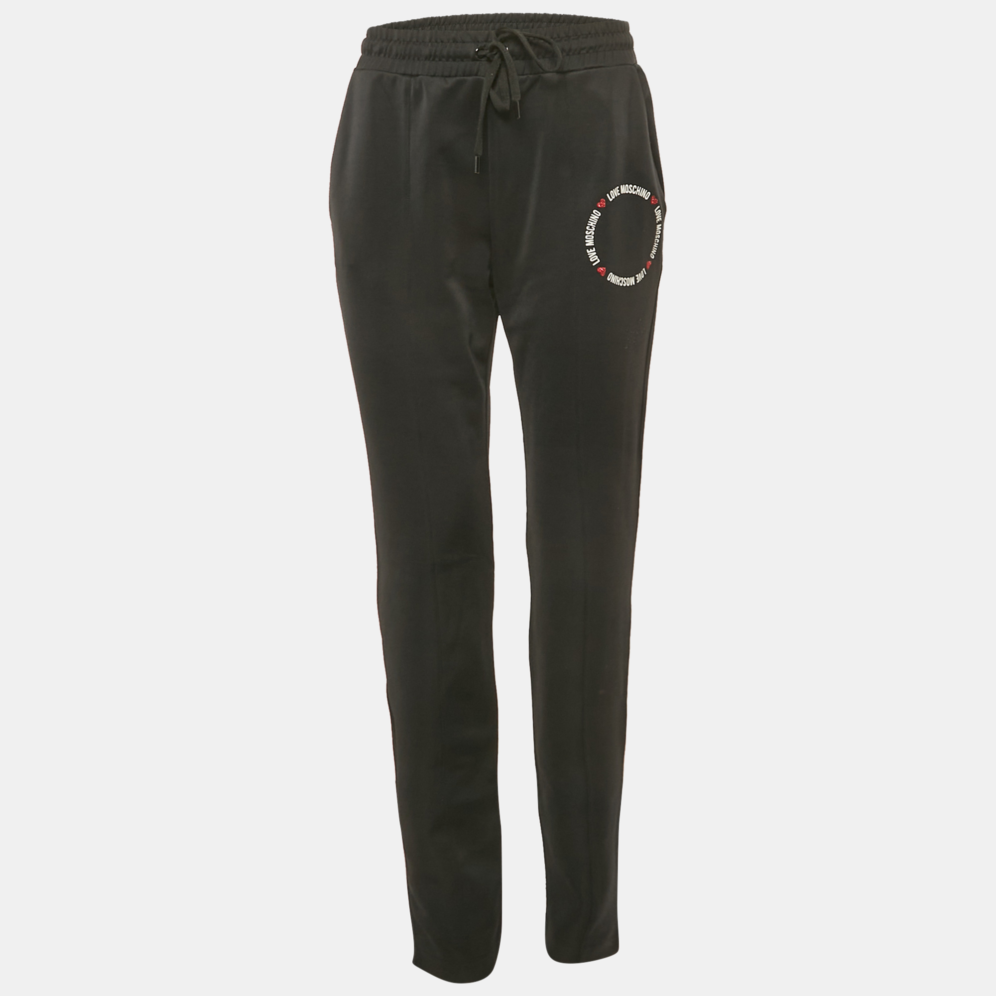 Love Moschino Black Logo Printed Jersey Track Pants M, Clothing - Luxury Closet catalog