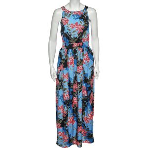 Love Moschino Blue Floral Printed Crepe Sleeveless Maxi Dress M, Dresses - Luxury Closet catalog