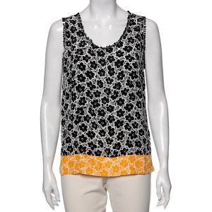 Love Moschino White Floral Printed Silk Embroidered Trim Top M, Shirts & Tops - Luxury Closet catalog