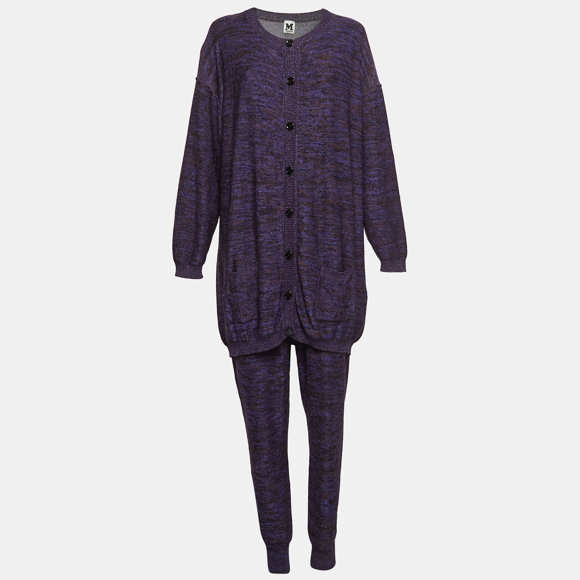 M Missoni Purple Patterned Lurex Knit Cardigan & Playsuit Set L, Sweaters & Cardigans - Luxury Closet catalog