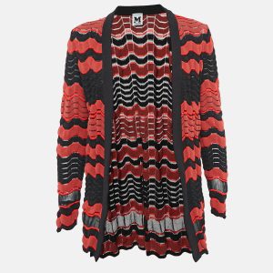 M Missoni Red/Black Patterned Knit Open Front Cardigan S, Sweaters & Cardigans - Luxury Closet catalog