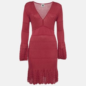 M Missoni Red Patterned Knit V-Neck Midi Dress M, Dresses - Luxury Closet catalog