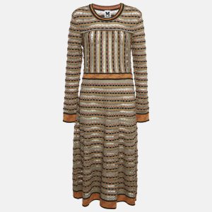 M Missoni Beige/Multicolor Patterned Knit Midi Dress S, Dresses - Luxury Closet catalog
