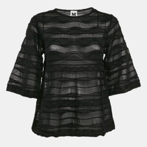 M Missoni Black Patterned Knit Long Sleeve Top M, Shirts & Tops - Luxury Closet catalog
