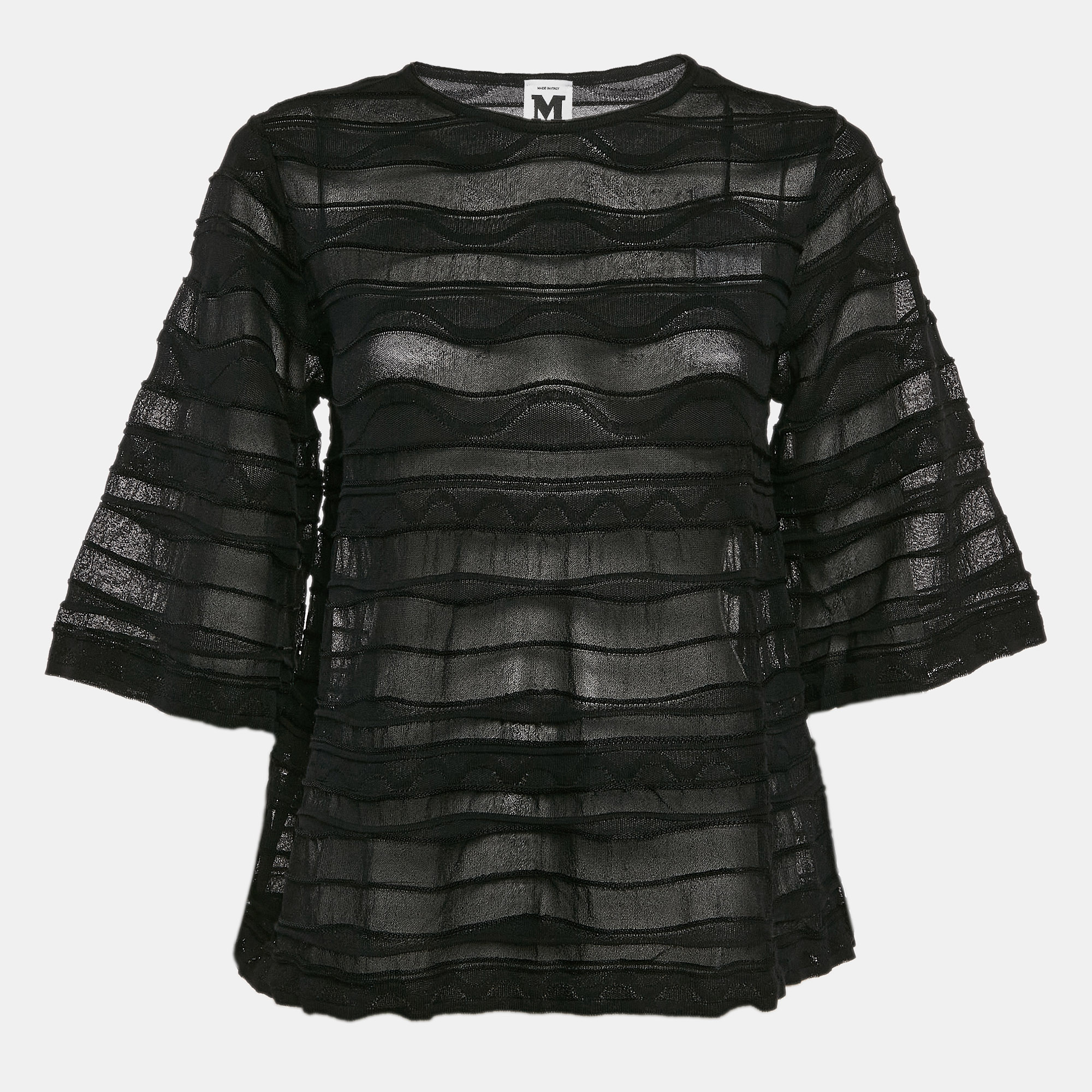 M Missoni Black Patterned Knit Long Sleeve Top M, Shirts & Tops - Luxury Closet catalog
