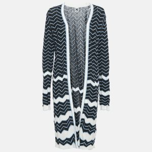 M Missoni Black/Blue Chevron Pattern Knit Open Front Long Cardigan M, Sweaters & Cardigans - Luxury Closet catalog