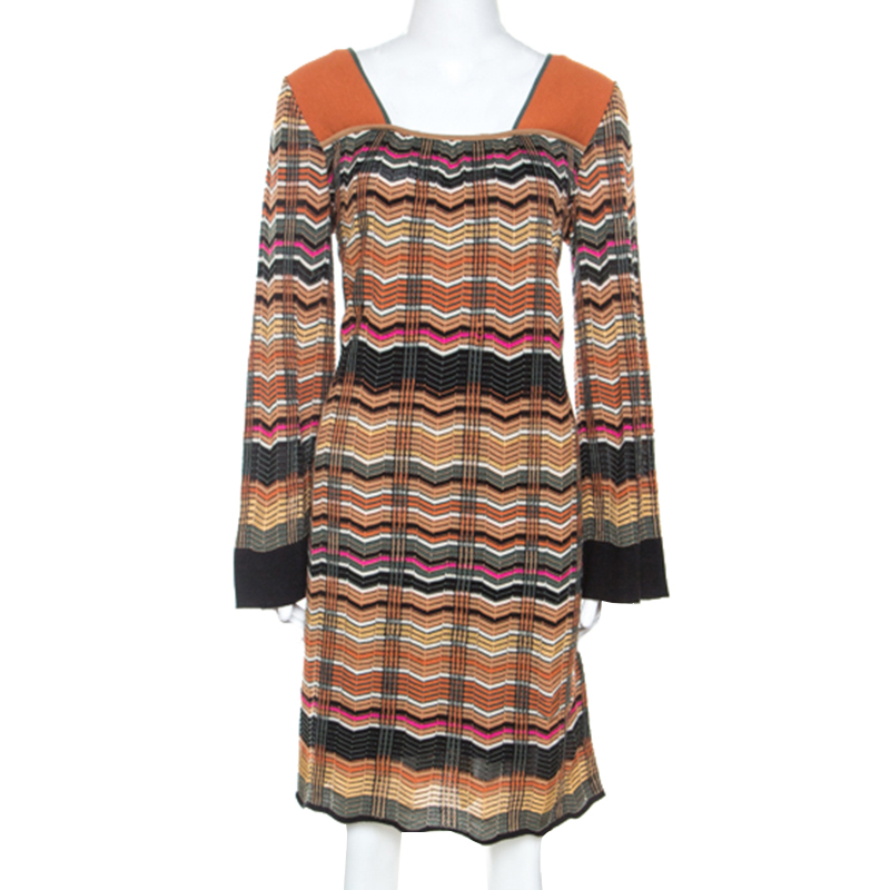 M Missoni Multicolor Chevron Knit Wool Blend Dress L, Dresses - Luxury Closet catalog