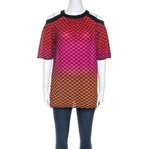 M Missoni Multicolor Textured Knit Cold Shoulder Top S, Shirts & Tops - Luxury Closet catalog