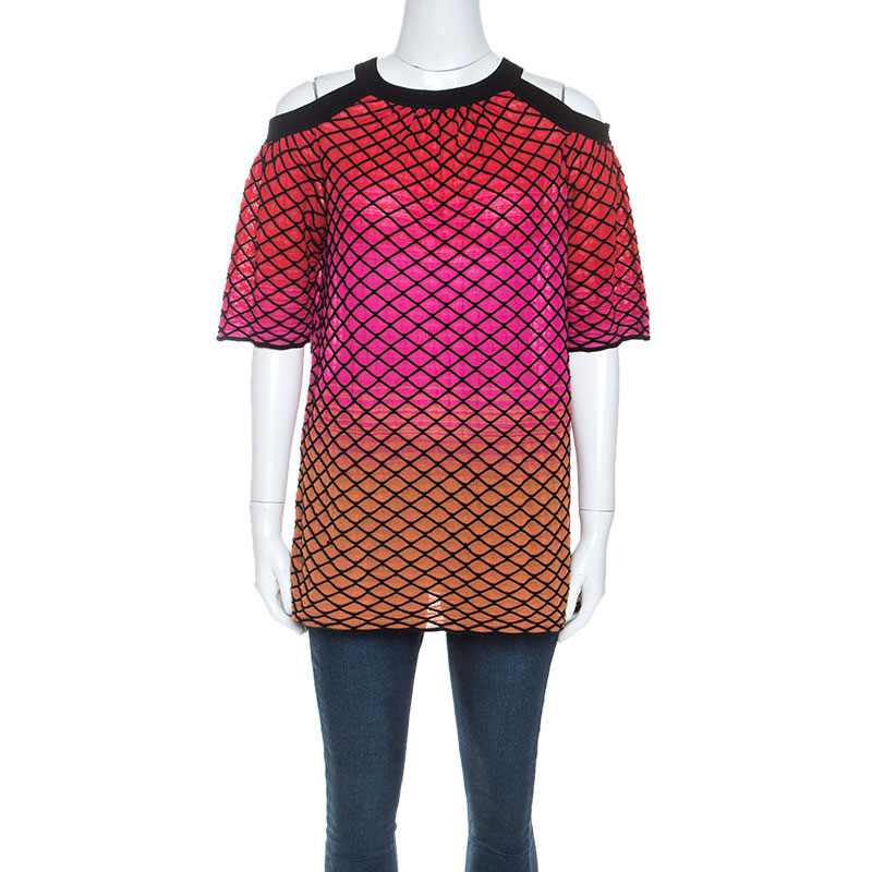 M Missoni Multicolor Textured Knit Cold Shoulder Top S, Shirts & Tops - Luxury Closet catalog