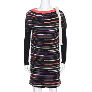M Missoni Black Embossed Stripe Lurex Wool Knit Mini Dress S, Dresses - Luxury Closet catalog