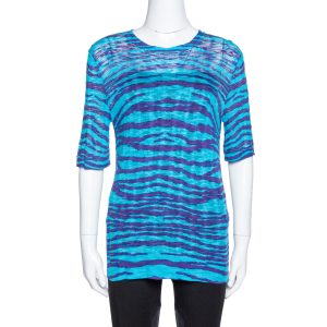 M Missoni Blue Animal Pattern Wool Blend Knit Top M, Shirts & Tops - Luxury Closet catalog