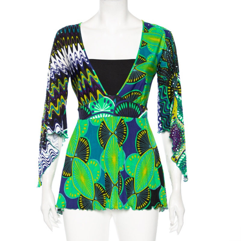 M Missoni Green Abstract Printed Jersey Embellished Detail Tunic M, Shirts & Tops - Luxury Closet catalog
