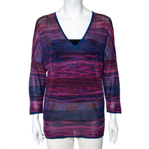 M Missoni Multicolored Lurex Knit V-Neck Top M, Shirts & Tops - Luxury Closet catalog