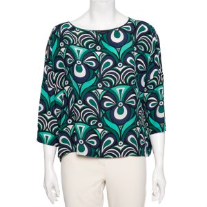M Missoni Multicolor Printed Silk Crew Neck Top S, Shirts & Tops - Luxury Closet catalog