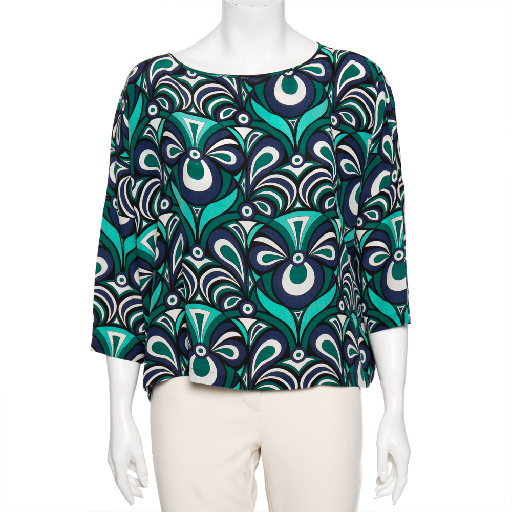 M Missoni Multicolor Printed Silk Crew Neck Top S, Shirts & Tops - Luxury Closet catalog