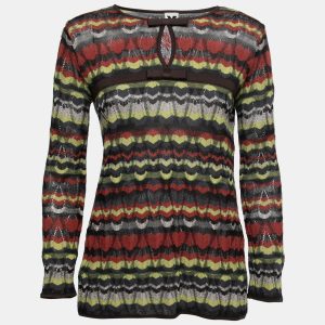 M Missoni Multicolor Patterned Knit Bow Detail Top S, Shirts & Tops - Luxury Closet catalog