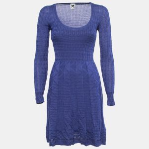 M Missoni Blue Patterned Knit Scoop Neck Flared Midi Dress S, Dresses - Luxury Closet catalog