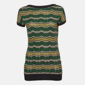 M Missoni Green Chevron Knit Short Sleeve Top S, Shirts & Tops - Luxury Closet catalog