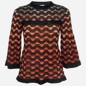M Missoni Orange Eyelet Knitted Flared Sweatshirt S, Sweaters & Cardigans - Luxury Closet catalog
