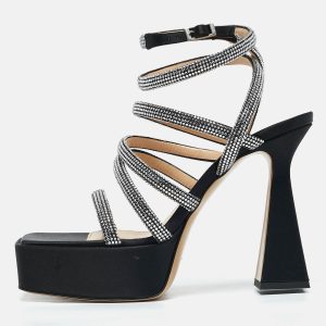 Mach & Mach Black Satin Sydney Platform Sandals Size 40, Sandals - Luxury Closet catalog