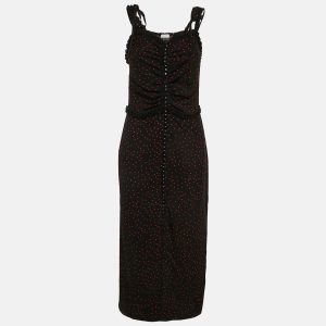 Magda Butrym Black Polka Dots Print Silk Ruffled Midi Dress S, Dresses - Luxury Closet catalog