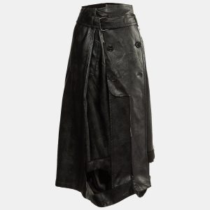 Maison Martin Margiela Black Faux Leather & Chiffon Midi Skirt M, Skirts - Luxury Closet catalog