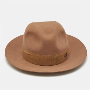 Maison Michel Paris Camel Brown Felt Henrietta Fedora Hat M, Luggage Accessories - Luxury Closet catalog