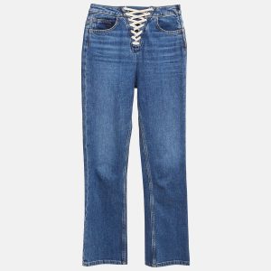 Maje Blue Lace-Up Denim High Rise Jeans XS Waist 26", Jeans - Luxury Closet catalog