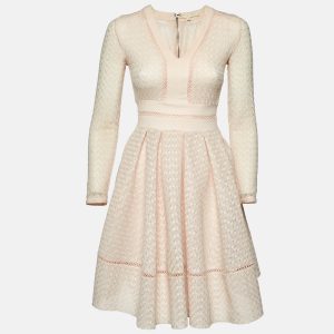 Maje Light Peach Lace Rossignol Pleated Mini Dress M, Dresses - Luxury Closet catalog