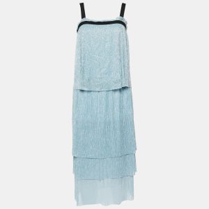 Maje Blue Lurex Knit Skirt Top Set L/M, Suits - Luxury Closet catalog