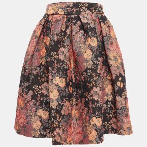 Maje Black Jacquard Lurex Pleated Knee-Length Skirt L, Skirts - Luxury Closet catalog