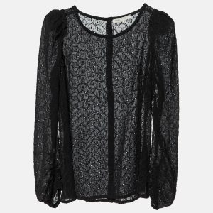 Maje Black Embroidered Crepe Top M, Shirts & Tops - Luxury Closet catalog