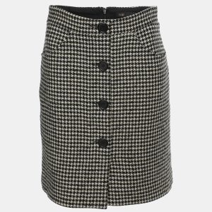 Maje White/Black Wool Blend Button Detail Mini Skirt M, Skirts - Luxury Closet catalog
