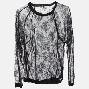 Maje Black Floral Lace Full Sleeve Top M, Shirts & Tops - Luxury Closet catalog