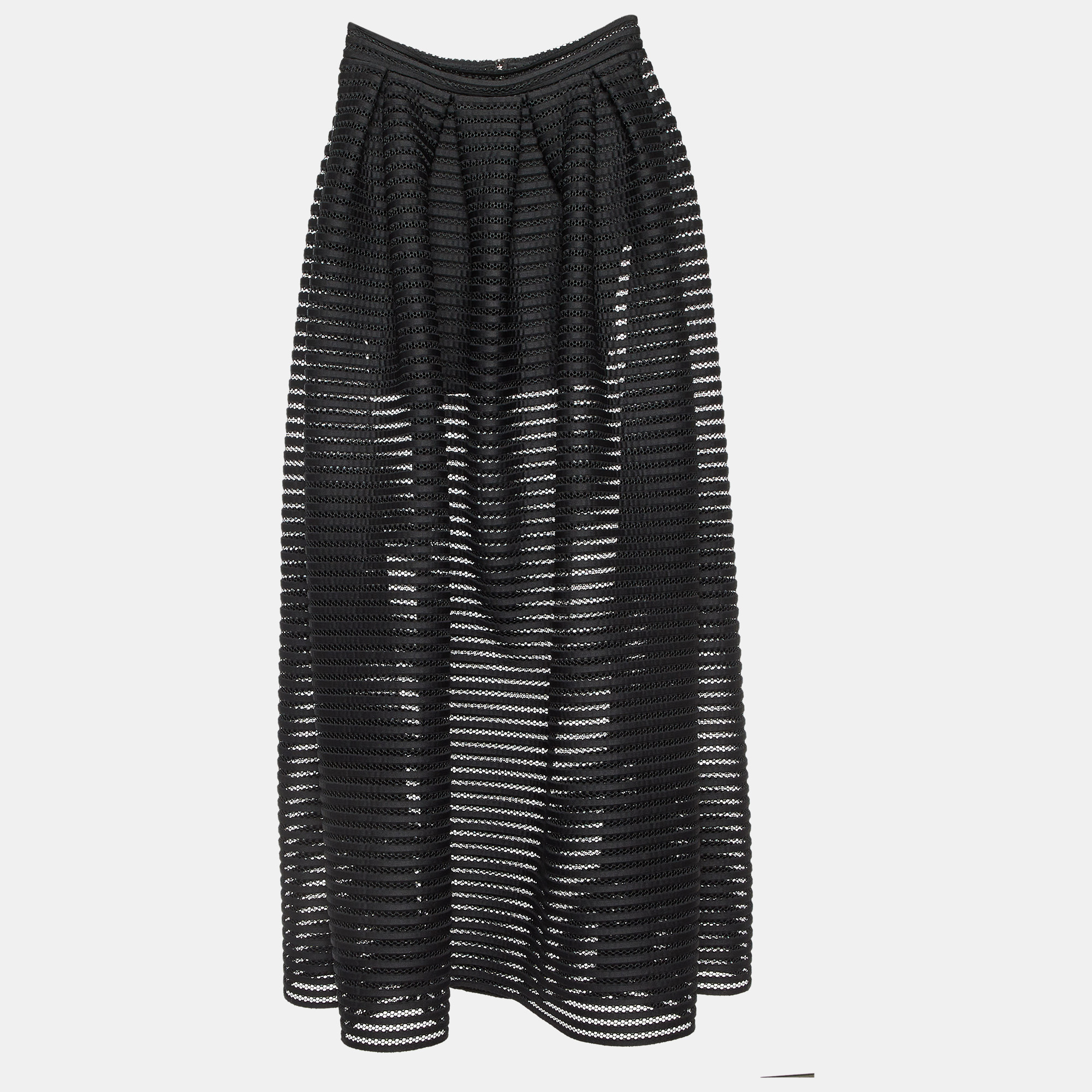 Maje Black Striped Mesh Jongle Maxi Skirt M/Waist 29", Skirts - Luxury Closet catalog