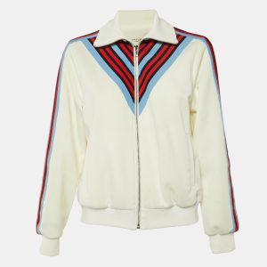 Maje White Jersey Striped Trim Manela Zip Up Jacket M, Coats & Jackets - Luxury Closet catalog