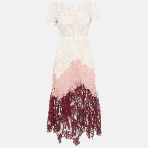 Maje Pink Lace Short Sleeve Midi Dress S, Dresses - Luxury Closet catalog