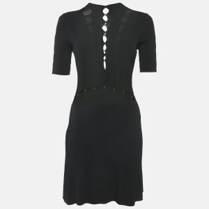 Maje Black Bead Detail Rib Knit Cut-Out Detail Mini Dress XS, Dresses - Luxury Closet catalog
