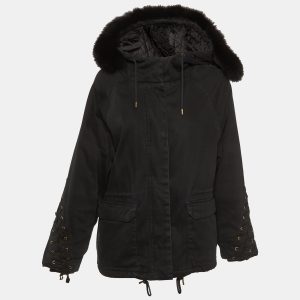 Maje Black Cotton Fur Lined Hooded Jacket M, Coats & Jackets - Luxury Closet catalog