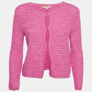 Maje Pink Crochet Knit Long Sleeve Cardigan S, Sweaters & Cardigans - Luxury Closet catalog