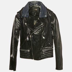 Maje Navy Blue Leather Zip-Up Leather Jacket S, Coats & Jackets - Luxury Closet catalog