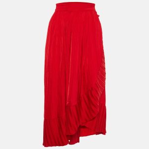 Maje Rouge Sateen Jonette Faux Wrap Midi Skirt M, Skirts - Luxury Closet catalog
