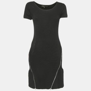 Maje Black Patterned Knit Zip Detail Short Dress S, Dresses - Luxury Closet catalog
